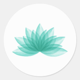 Lotus flower in blauwgroen kleur ronde sticker