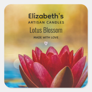  Lotus Flower in een Pond Candle Business Vierkante Sticker