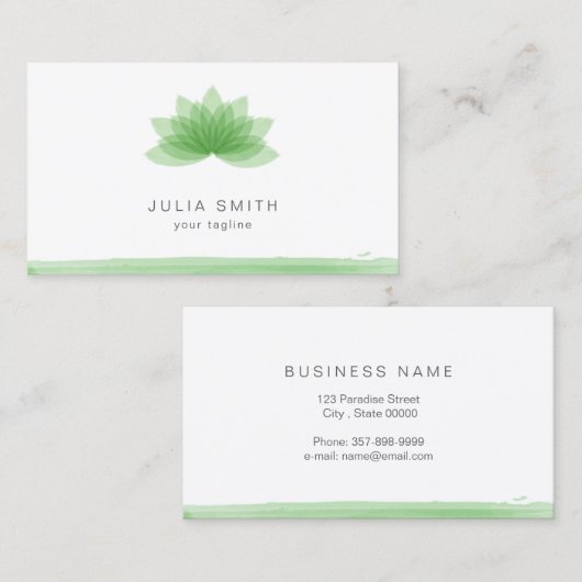 Lotus flower in groene kleur visitekaartje (Voorkant / Achterkant)