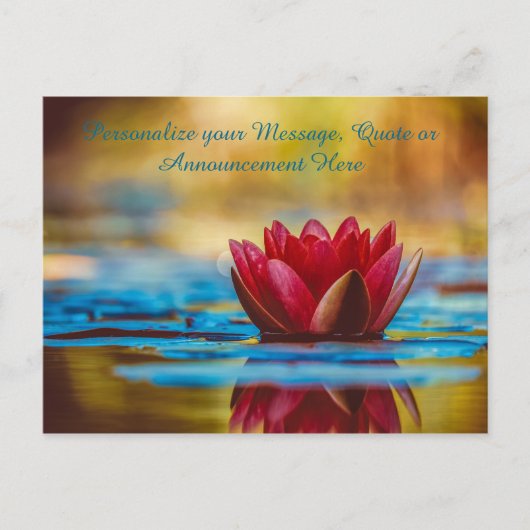 Lotus Flower in Water Personalize Message, Quote Aankondigingskaart (Voorkant)