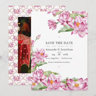 Lotus Flower Indian Wedding Photo Save The Date