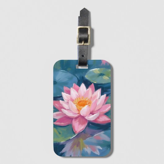 Lotus Flower Lily Pad Watercolor Bagagelabel (Voorkant (verticaal))