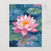 Lotus Flower Lily Pad Waterverf Briefkaart (Voorkant)