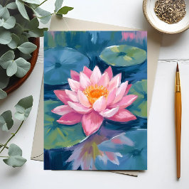 Lotus Flower Lily Pad Waterverf Briefkaart