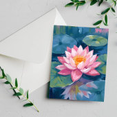 Lotus Flower Lily Pad Waterverf Briefkaart