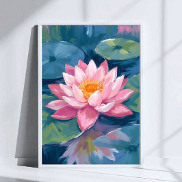 Lotus Flower Lily Pad Waterverf Poster