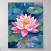 Lotus Flower Lily Pad Waterverf Poster (Voorkant)