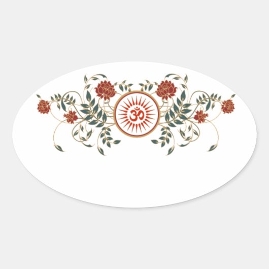 Lotus Flower Logo OM Symbool Blank Ovaal Stickers (Voorkant)