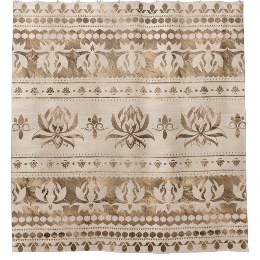 Lotus Flower Luxury ornament - pastelgoud Douchegordijn (Voorkant)