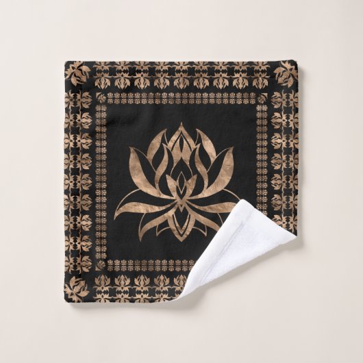Lotus Flower Luxury ornament - zwart en goud Bad Handdoek (Wasdoekje)