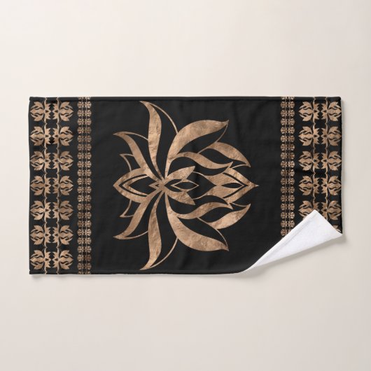 Lotus Flower Luxury ornament - zwart en goud Bad Handdoek (Handdoek)