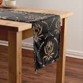 Lotus Flower Luxury ornament - zwart en goud Korte Tafelloper (Voorbeeld)