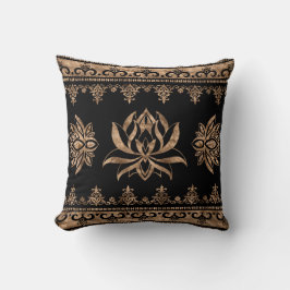 Lotus Flower Luxury ornament - zwart en goud Kussen