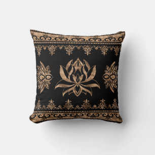Lotus Flower Luxury ornament - zwart en goud Kussen