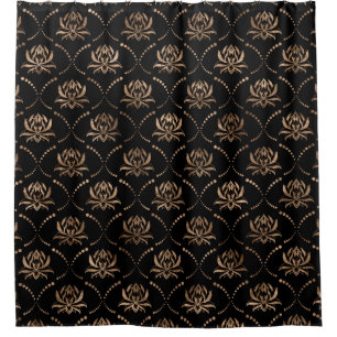 Lotus Flower Luxury-patroon - zwart en goud Douchegordijn