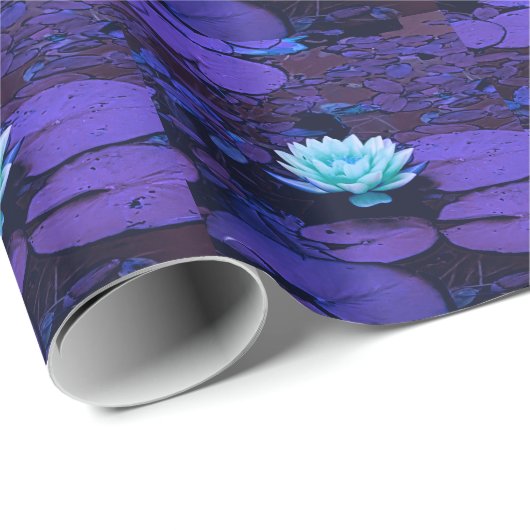 Lotus Flower Magical Paars Blue Turquoise Floral Cadeaupapier (Rol Hoek)