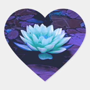 Lotus Flower Magical Paars Blue Turquoise Floral Hart Sticker