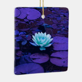 Lotus Flower Magical Paars Blue Turquoise Floral Keramisch Ornament (Rechts)