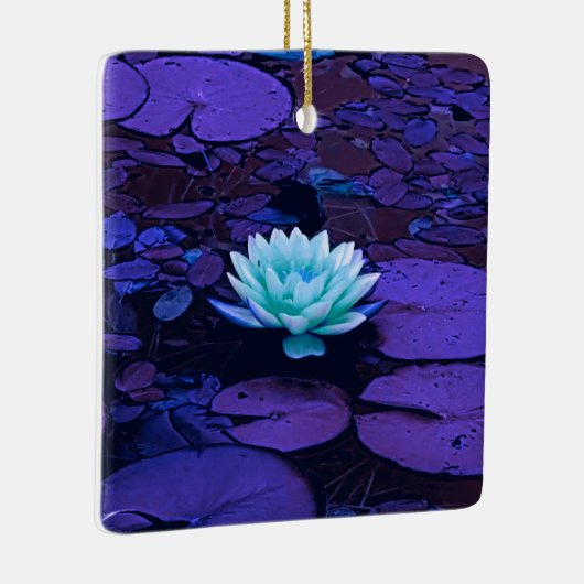 Lotus Flower Magical Paars Blue Turquoise Floral Keramisch Ornament (Rechts)