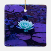 Lotus Flower Magical Paars Blue Turquoise Floral Keramisch Ornament (Achterkant)