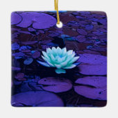 Lotus Flower Magical Paars Blue Turquoise Floral Keramisch Ornament (Voorkant)