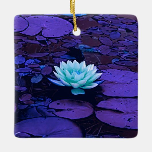 Lotus Flower Magical Paars Blue Turquoise Floral Keramisch Ornament (Voorkant)
