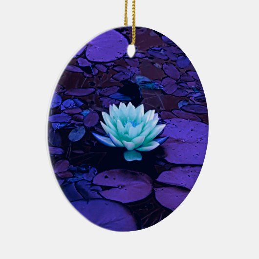 Lotus Flower Magical Paars Blue Turquoise Floral Keramisch Ornament (Rechts)
