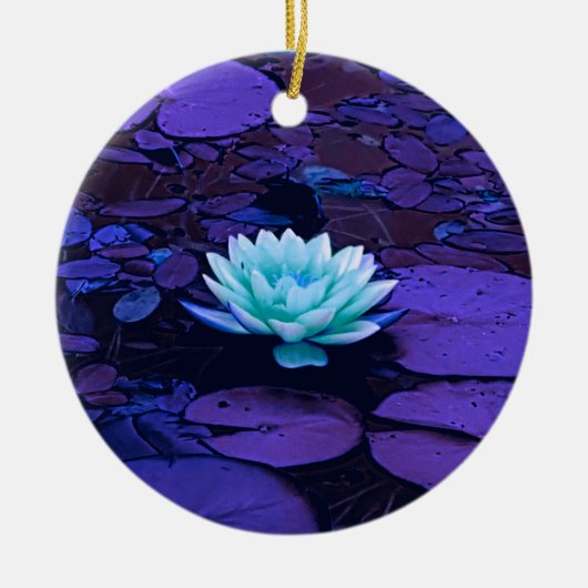 Lotus Flower Magical Paars Blue Turquoise Floral Keramisch Ornament (Voorkant)