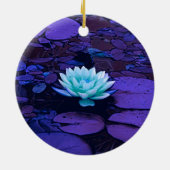 Lotus Flower Magical Paars Blue Turquoise Floral Keramisch Ornament (Achterkant)