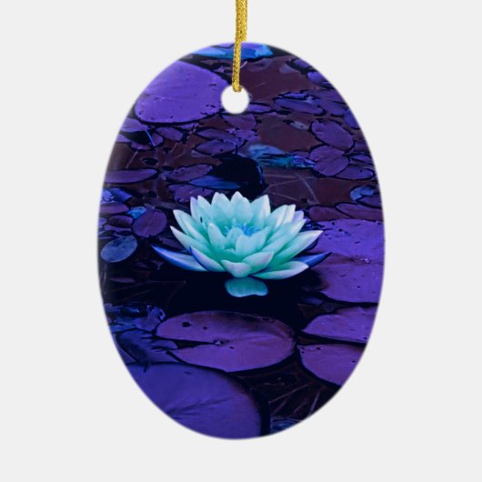 Lotus Flower Magical Paars Blue Turquoise Floral Keramisch Ornament (Voorkant)