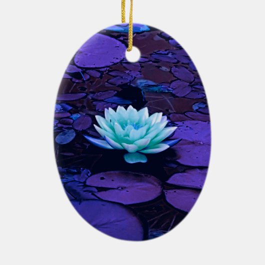 Lotus Flower Magical Paars Blue Turquoise Floral Keramisch Ornament (Achterkant)