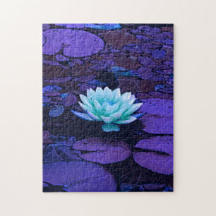 Lotus Flower Magical Paars Blue Turquoise Floral Legpuzzel