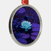Lotus Flower Magical Paars Blue Turquoise Floral Metalen Ornament (Rechts)