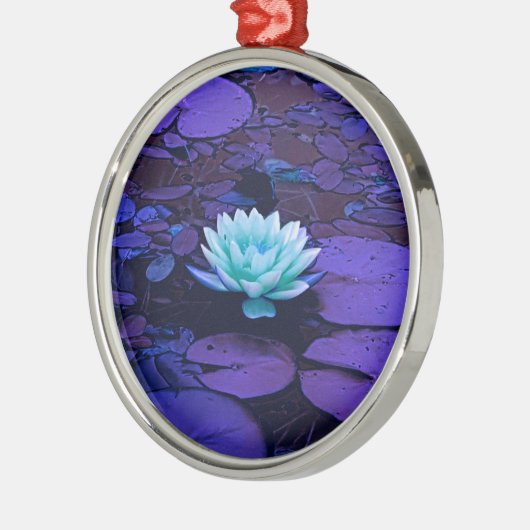 Lotus Flower Magical Paars Blue Turquoise Floral Metalen Ornament (Links)