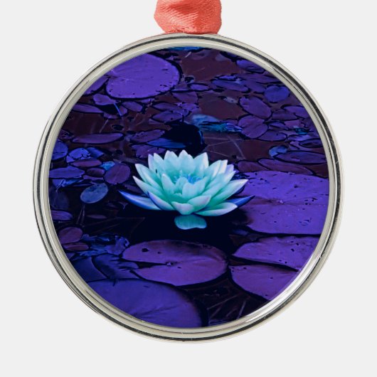 Lotus Flower Magical Paars Blue Turquoise Floral Metalen Ornament (Voorkant)