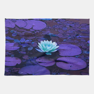 Lotus Flower Magical Paars Blue Turquoise Floral Theedoek