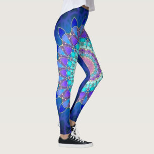 Lotus Flower Mandala - blue cyan violet Leggings