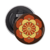 Lotus Flower Mandala, Brown, Rust and Yellow Button Flesopener (Voorkant)