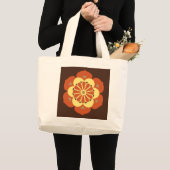 Lotus Flower Mandala, Brown, Rust and Yellow Grote Tote Bag (Voorkant (product))