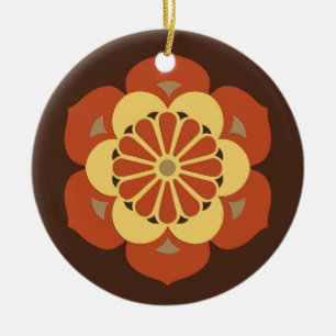 Lotus Flower Mandala, Brown, Rust and Yellow Keramisch Ornament
