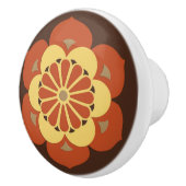 Lotus Flower Mandala, Brown, Rust and Yellow Keramische Knop (Rechts)