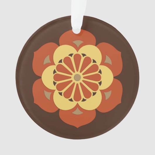 Lotus Flower Mandala, Brown, Rust and Yellow Ornament (voorkant)