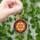 Lotus Flower Mandala, Brown, Rust and Yellow Sleutelhanger (Hand)