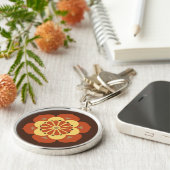 Lotus Flower Mandala, Brown, Rust and Yellow Sleutelhanger (Zijkant)
