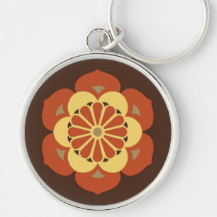 Lotus Flower Mandala, Brown, Rust and Yellow Sleutelhanger