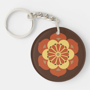 Lotus Flower Mandala, Brown, Rust and Yellow Sleutelhanger