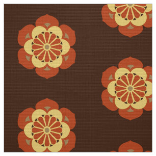 Lotus Flower Mandala, Brown, Rust and Yellow Stof
