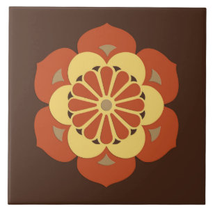 Lotus Flower Mandala, Brown, Rust and Yellow Tegeltje