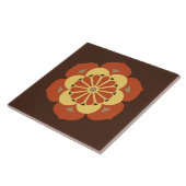Lotus Flower Mandala, Brown, Rust and Yellow Tegeltje (Zijkant)