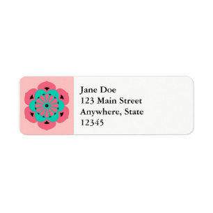 Lotus Flower Mandala, Coral Pink en Turquoise Etiket